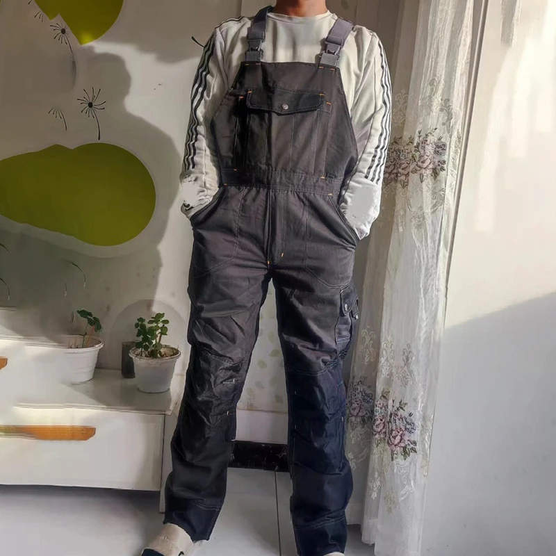 

Work Bib Overall Knee Pads Work 100% Cotton Craftsman Bib Brace Overall Strap Jumpsuit Multi Pockets Working Uniforms Repairman