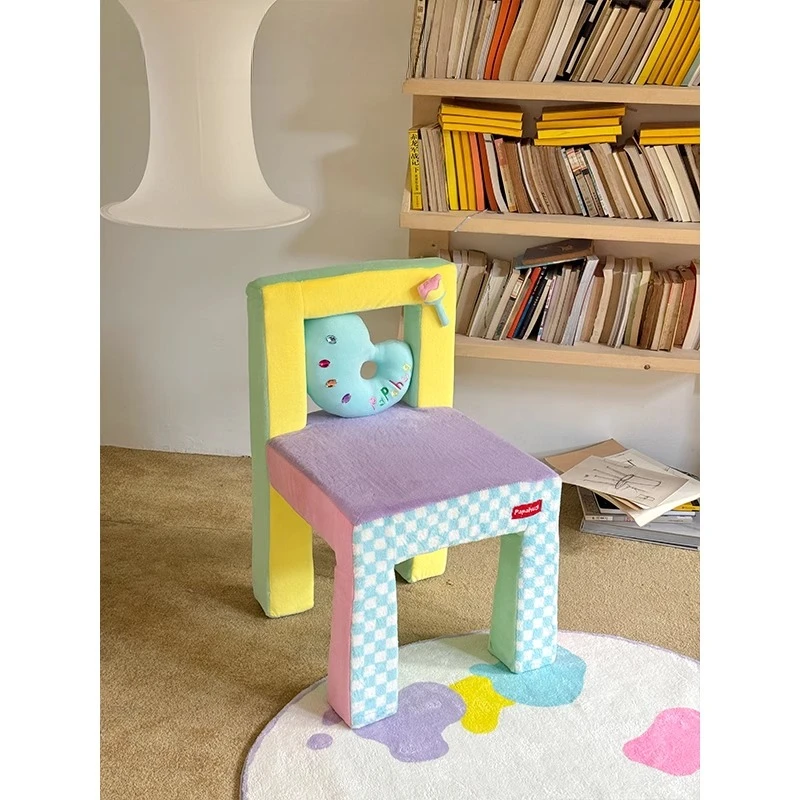 

Single sofa chair leisure oil painting style living room bedroom makeup dining stool backrest