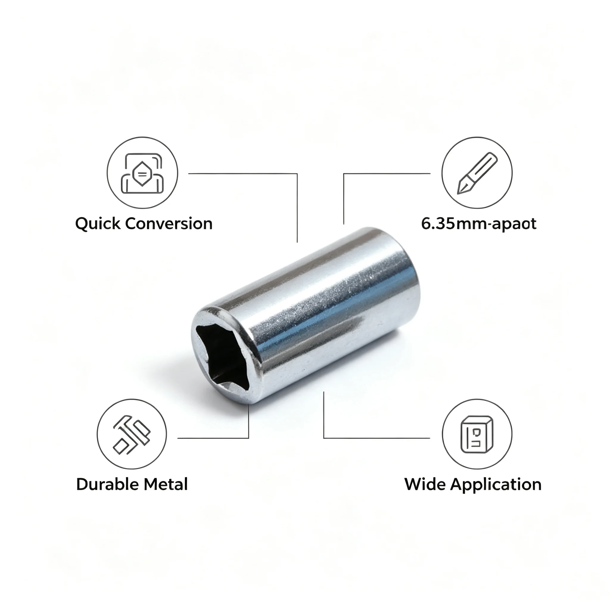 Quick Release Hex Socket Adapter Set  4Pcs 1/4 Square Drive to 1/4 Bit Converter for Screwdriver  Impact Tools image 5