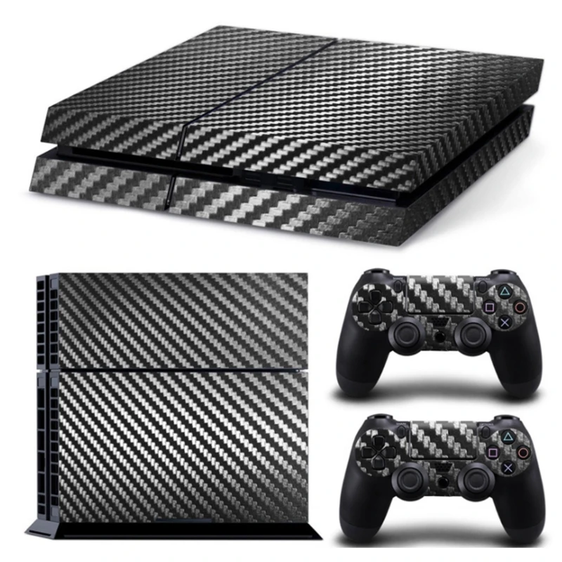 

Console Carbon Fiber Skin Sticker Wrap Controller Dustproof Vinyl Cover Decal Protective for Case for Shell for PS4