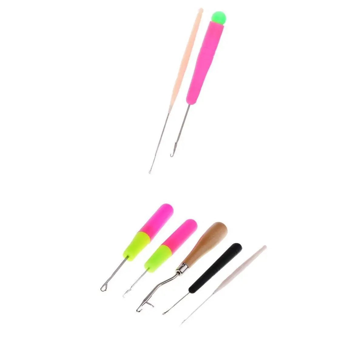 Dreadlock Tools Crochet Latch Hook Set Fine Tip to Large Handle Hooks for Hair Weaving Extensions and Rug Crafting