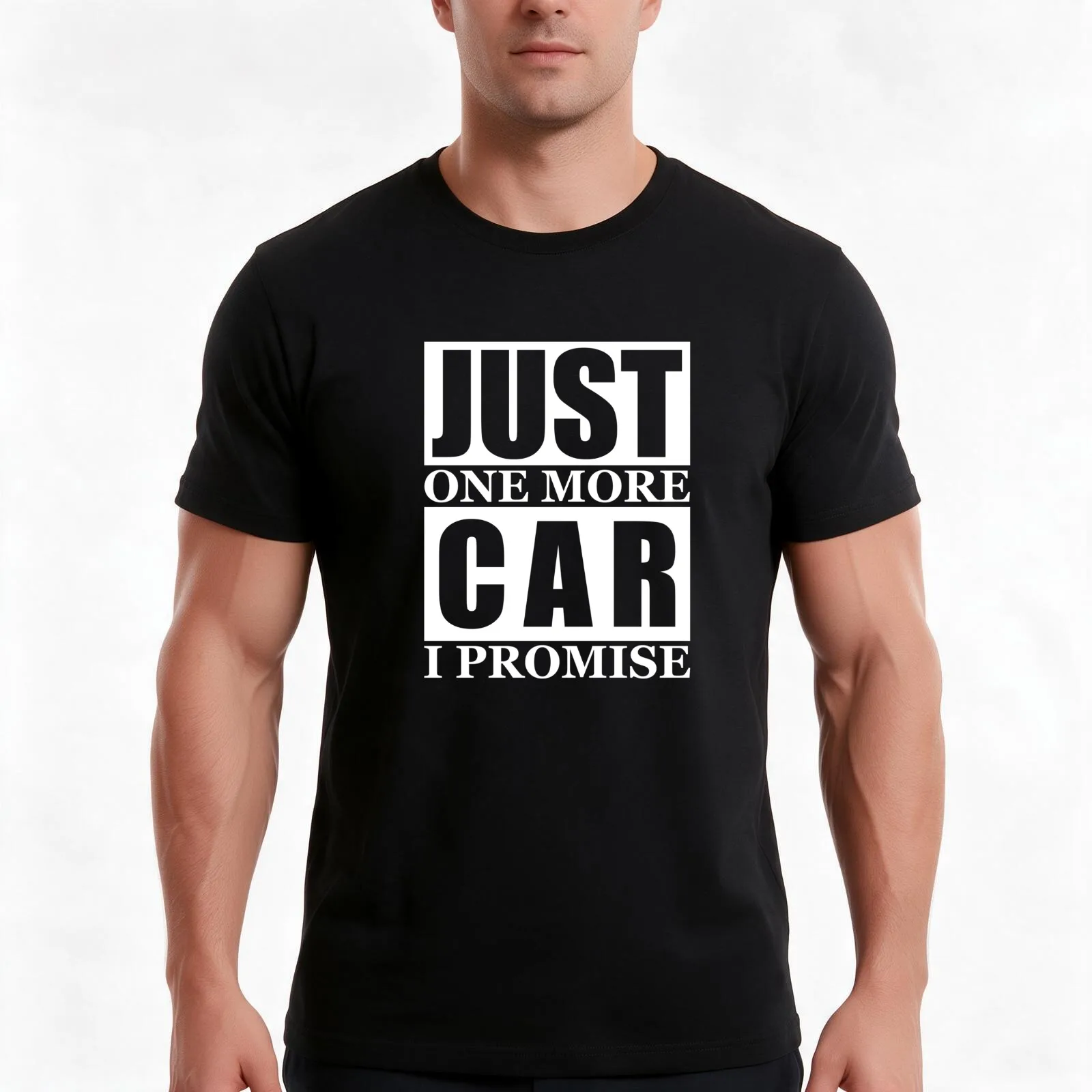 Just One More Car I Promise T-Shirt, Summer Casual Cotton Tee, Oversized Streetwear Tops, Vintage Graphic Print, 100% Cotton