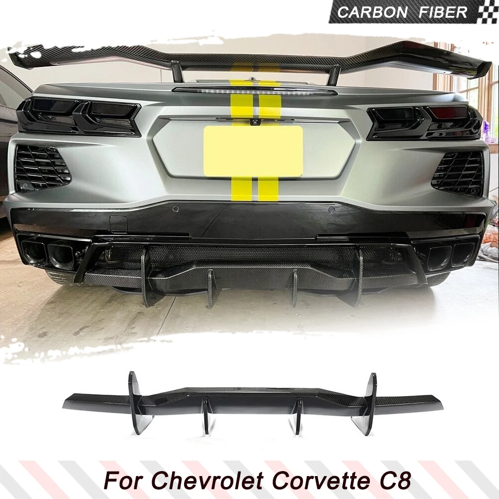 

Автомобильный задний бампер, диффузор, спойлер, отделка для Chevrolet Corvette C8 Stingray 2020-2022, задний диффузор из углеродного волокна, протектор для губ