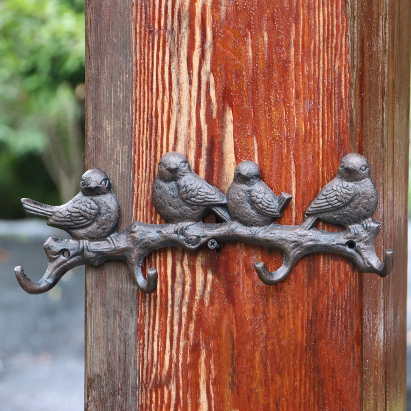 

Country Hooks Creative Bird Cast Iron Hanging Clothes Rack Wall Key Holder Room Decoration Coat Rack