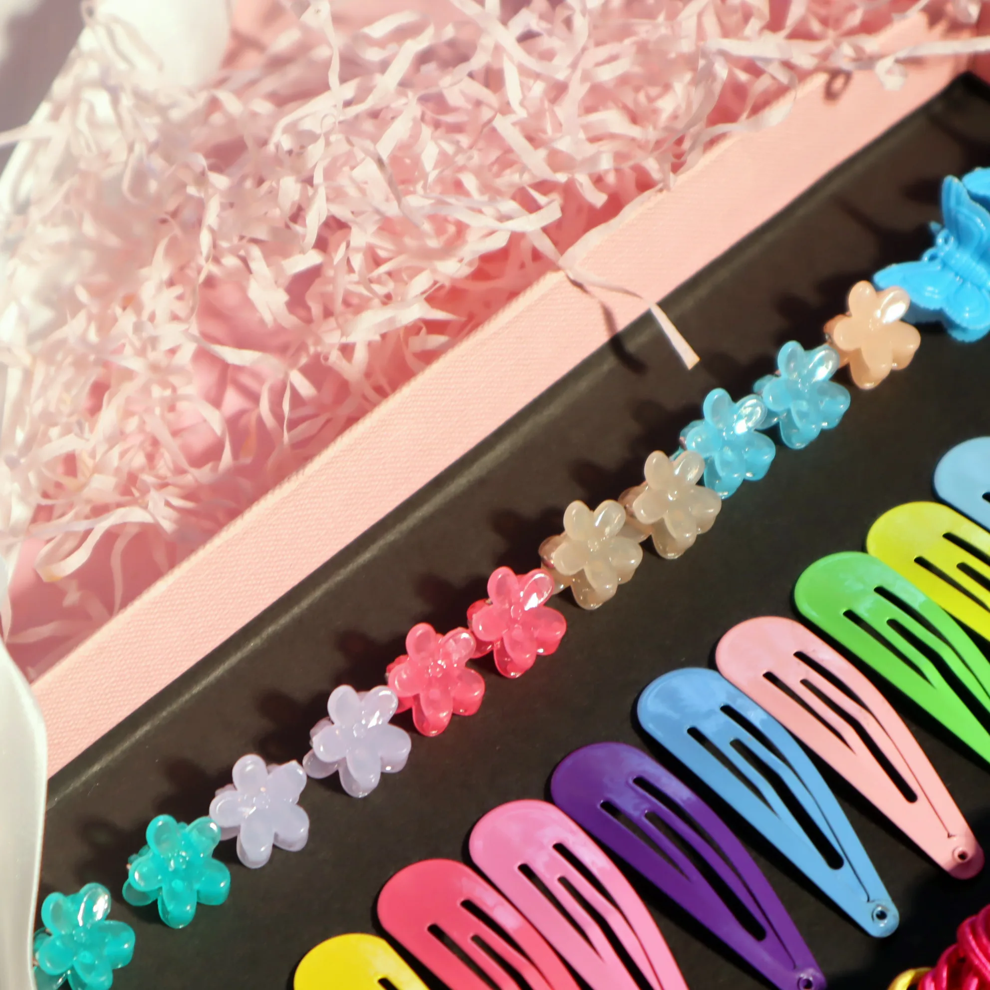 196PCS Box Colorful Cute Sweet Hair Clip For Women Girls Mini Hair Accessories Set Rubber Band Elastic Hair Ties New Hairpin