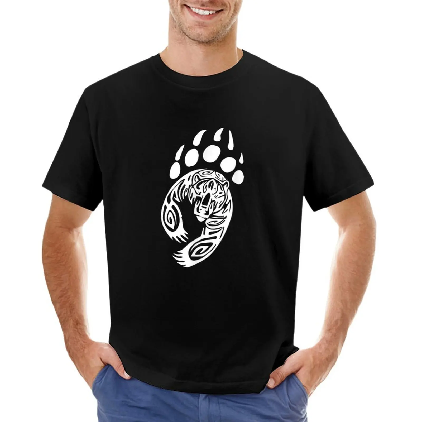 Bear Paw Tribal Grizzly Black Papa Momma T-Shirt tees sports fans mens shirts graphic tee