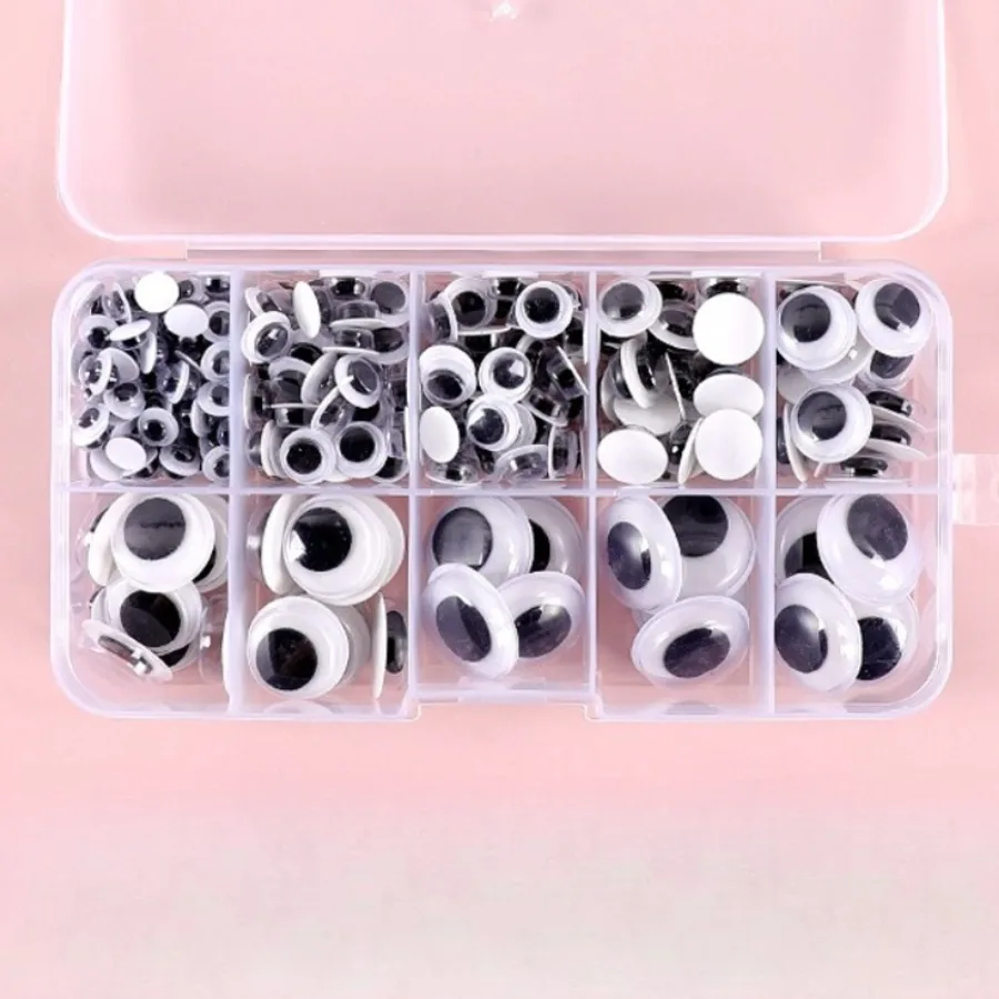 عيون جوجلي السوداء ذاتية اللصق، 4 مم 6 مم 8 مم 10 مم 12 مم 15 مم 20 مم عيون جوجلي كبيرة وصغيرة للحرف اليدوية