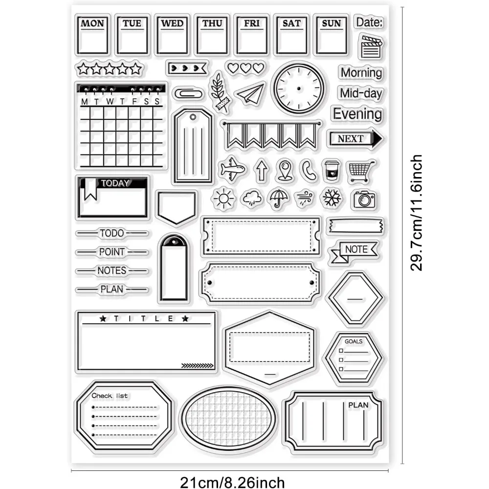 Schedule and Notes Clear Stamps for DIY Scrapbooking Decor Student Work Notes Transparent Silicone Stamps for Making Cards Photo