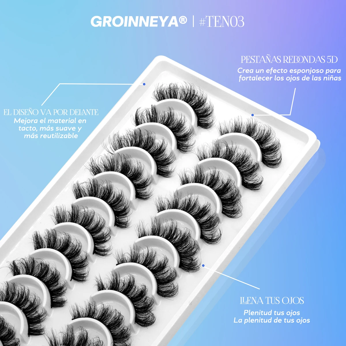 GROINNEYA 5/10 pairs 3D Mink Lashes Faux Mink Fluffy Lash Soft Full Thick Wispy Eyelash Dramatic False Eyelashes Makeup