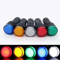 16MM  Plastic Signal Light AC/DC Led Power Warning Iindicator Light 6V 12V 24V 220V Red Green Blue Yellow White