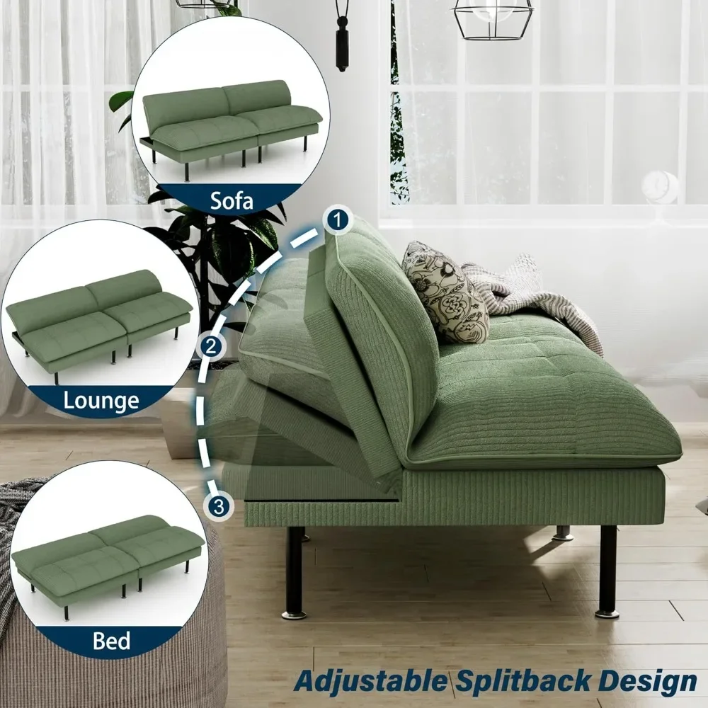 70" Modern Convertible Futon Sofa Bed 4-in-1 Multi-Function Couch Sleeper with Adjustable Backrest for Comfortable Living Room