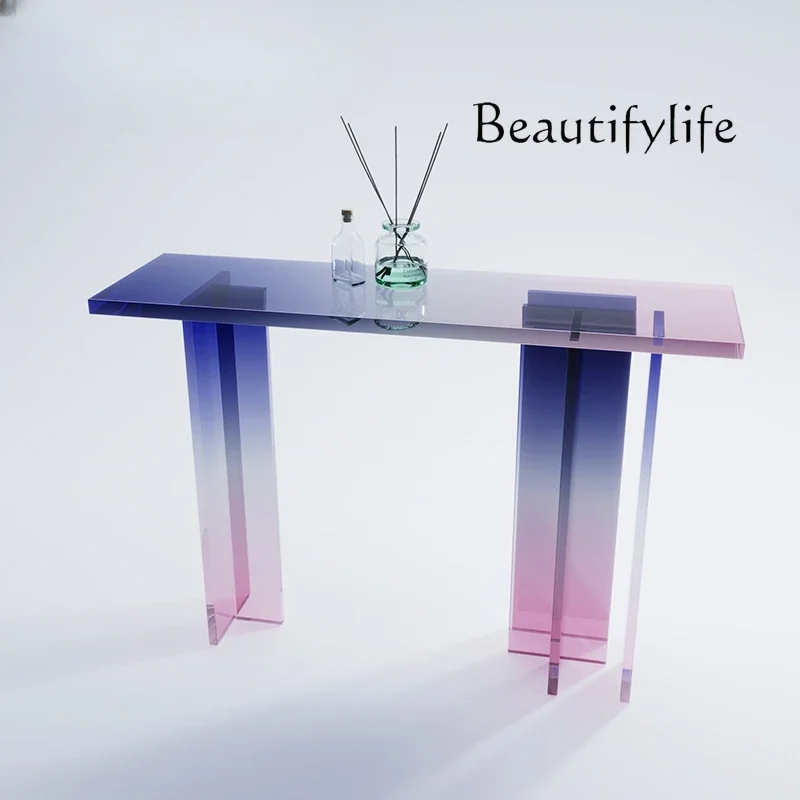 

Nordic Color Gradient Living Room Tea Table Creative Console Tables Designer Light Luxury Acrylic Tea Table