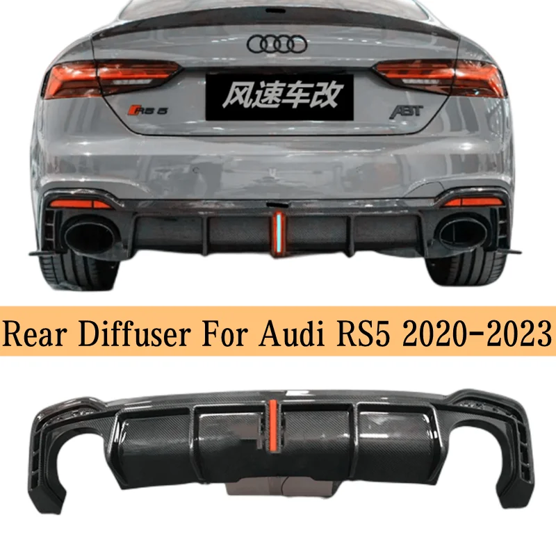 

For Audi RS5 2020 2021 2022 2023+ (Pilot Light) High Quality Carbon Fiber Car Bumper Rear Lip Diffuser Spoiler Splitters Cover