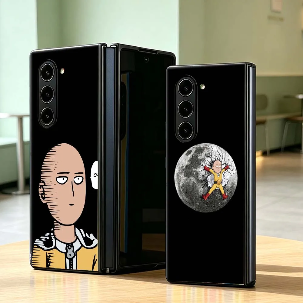 Anime One Punch Man Cartoon Cover Phone Case For Samsung Galaxy Z Fold 8 3 4 5 6 7 5G PC Hard Mobile Folding Black Shell