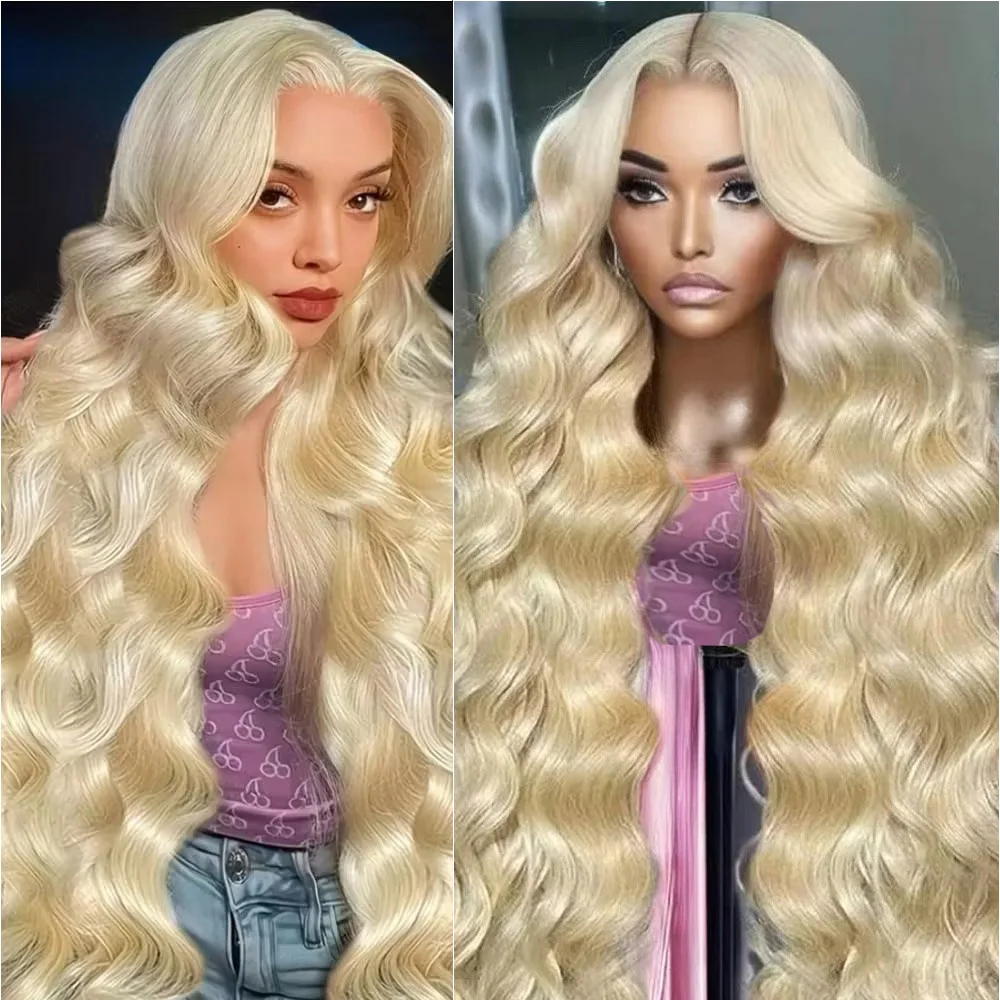 Wig Rambut Gelombang Tubuh Pirang 613 Pra Dipetik 34 36 Inci 100% Wig Rambut Manusia 13X4 13X6 HD Wig Frontal Renda Transparan dengan Kepadatan 200%