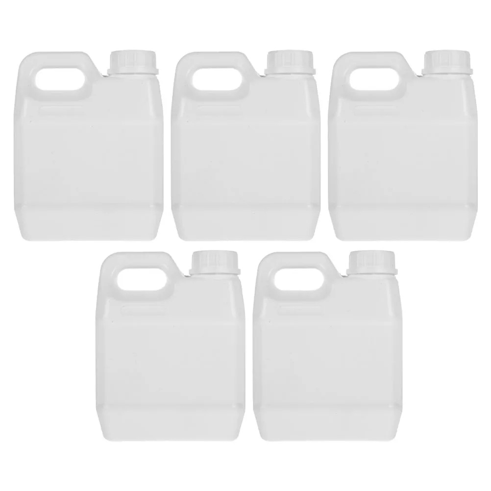 

5pcs Plastic Jug With Lid Gallon Container White Resin Leak Proof Storage Bottle Camping Oil Container Reusable Water Jug 1L