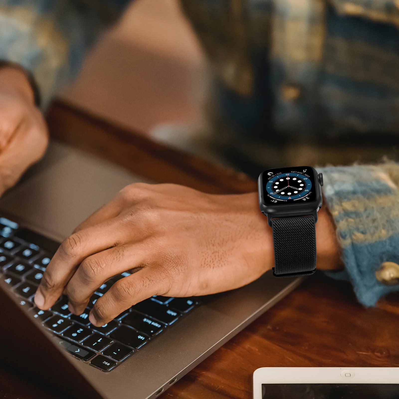 YAYUU 애플 워치 시리즈 10/9/8/7/6/5/4/3/2/1 SE/울트라 1 2 스마트 밴드 스트레치 나일론 스트랩 38-49mm