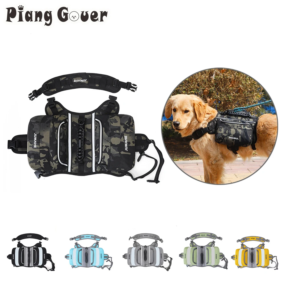 amazon dog hiking backpack Pet Snack Bag Outdoor Dog Backpacks Harness Reflective Chest Strap Double  Bags Vest Walk Travel Camping for Medium Large Dog