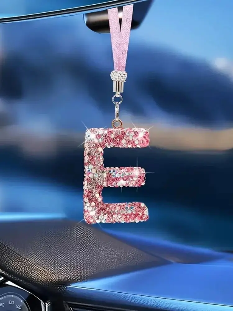 1PC Litera z kryształu górskiego Zawieszka na lusterko wsteczne do samochodu Kryształowa dekoracja samochodowa Bling Akcesorium zwisający Kreatywny błyszczący urok — zdjęcie 2