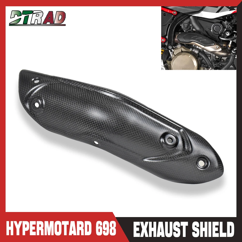 Motorcycle Carbon Fiber Exhuast Shield for DUCATI Hypermotard 698 Mono RVE 2024 2025 Accessories Exhaust Pipe Heat Insulation