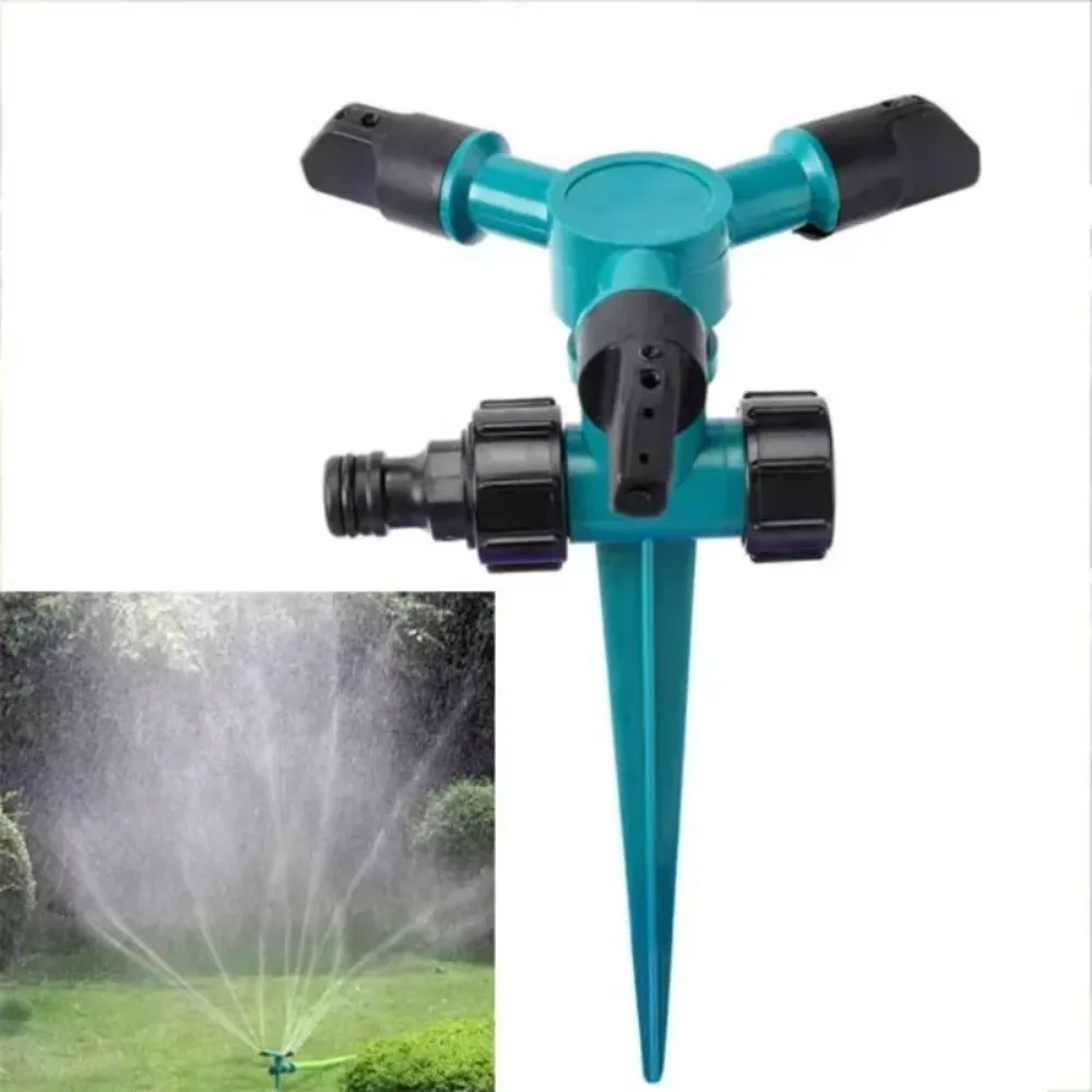 360-Degree Rotating Garden Sprinkler Ground Insertion Three-Fork Sprinkler Head Automatic Sprinkler Nozzle Nursery Irrigation