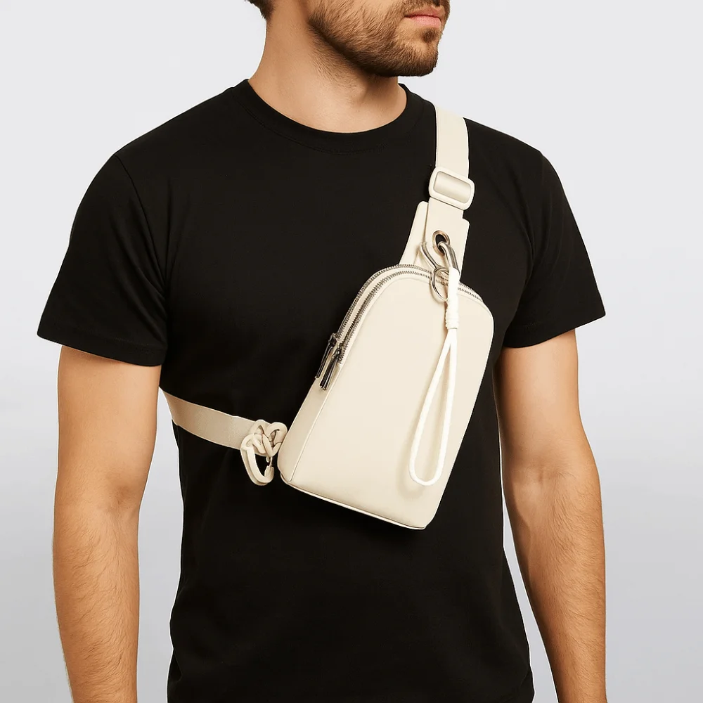 

Casual Men's Chest Bag Large Capacity Commuting Sport Messenger Bag Lightweight Adjustable Strap Nylon Sling Shoulder Bag Travel