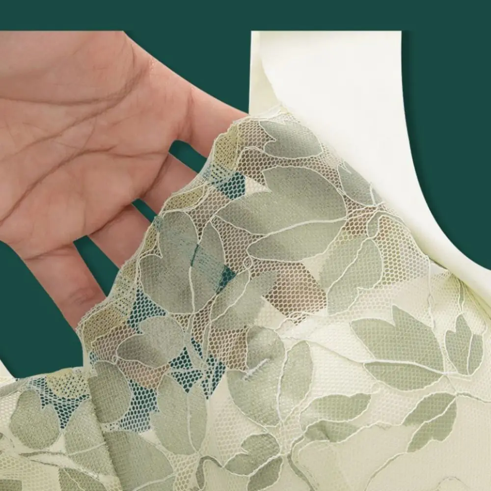 快適なリーフレースディープ V ブラジャージルコンちょう結びプッシュアップブラジャーシームレスギャザー胸ブラジャー女性女の子