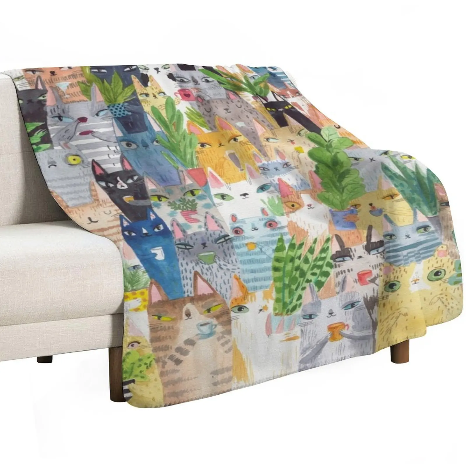 Lots of cats and plants Throw Blanket Extra Large Throw Thins Thin Giant Sofa Blankets
