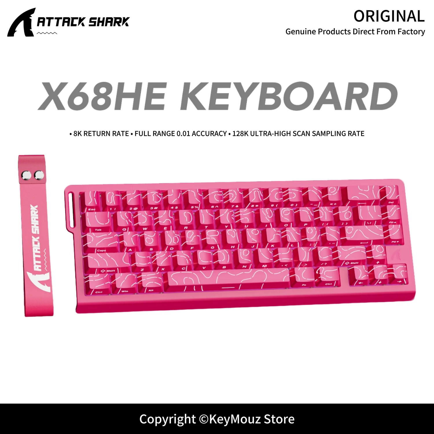ATTACK SHARK X68HE 8K Wired Gaming Keyboard Web Driver Adjustment Aluminum Locating Plate Adjustable Keys Hot-swappable Keyboard