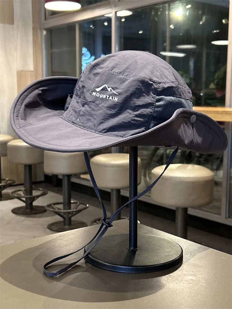 

Outdoor sun protection mountaineering hat men and women summer quick-drying mesh visor big-brimmed bucket hat