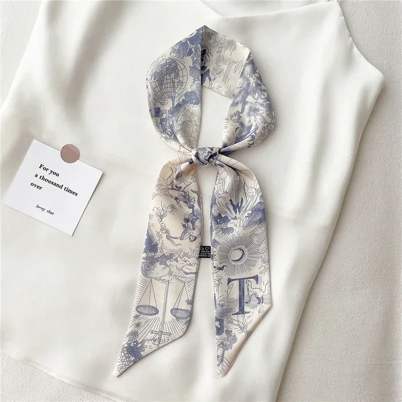 Popular Letter Print Long Scarf for Women Hair Scarf Hair Accessories Women\'s Scarf Платок На Голову