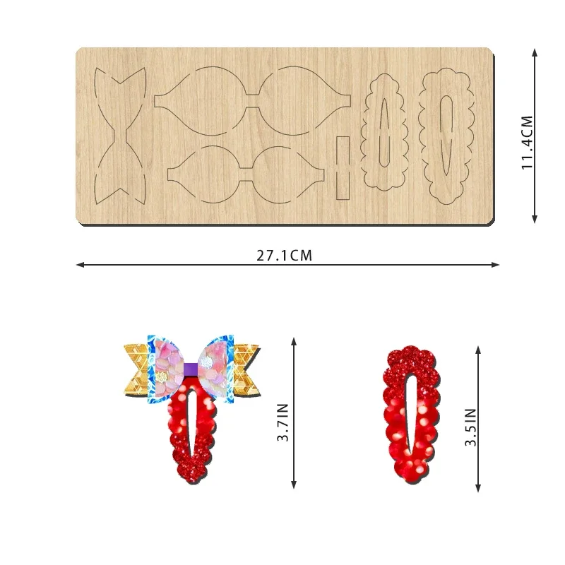 SIZZIXDIES Hairpin Clips Bows Wooden Cutting Dies for Scrapbooking Compatible with Various Machines Multi-Sized 5