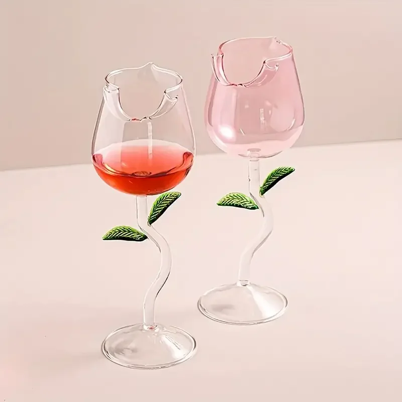 1pc, 150ml/5oz Elegant Rose-Shaped Wine Glass - Perfect for Wine, Cocktails, and More - Great Gift for Family and Friends