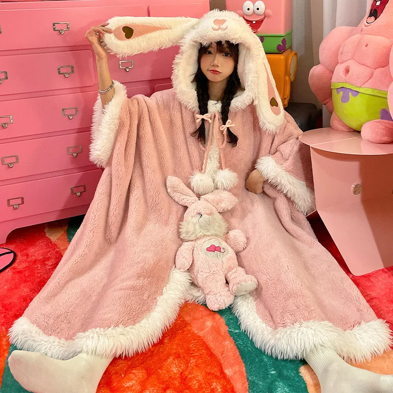 Cartoon Pochacco Pluche Mantel Gewaad Sanrio Kawaii Vrouwen Anime Leuke Meisjes Pyjama Herfst Winter Plus Fluwelen Verdikte Thuis Kleding