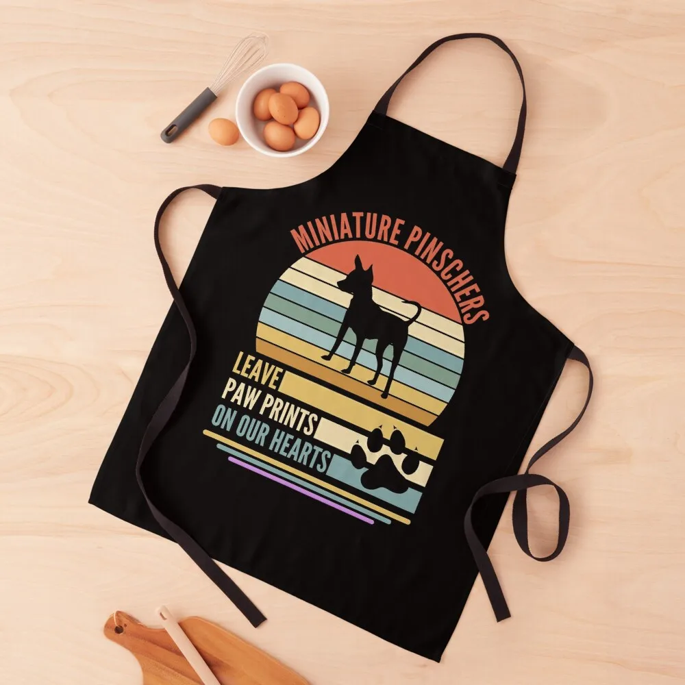 

Miniature Pinschers Leave Paw Prints On Our Hearts Apron Korean Bib For Kitchen Apron
