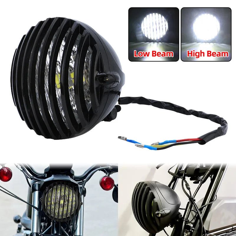 

Motorcycle Headlight Retro Bullet Design High Low Beam Waterproof Universal for Harley Honda Yamaha Suzuki Kawasaki Universal