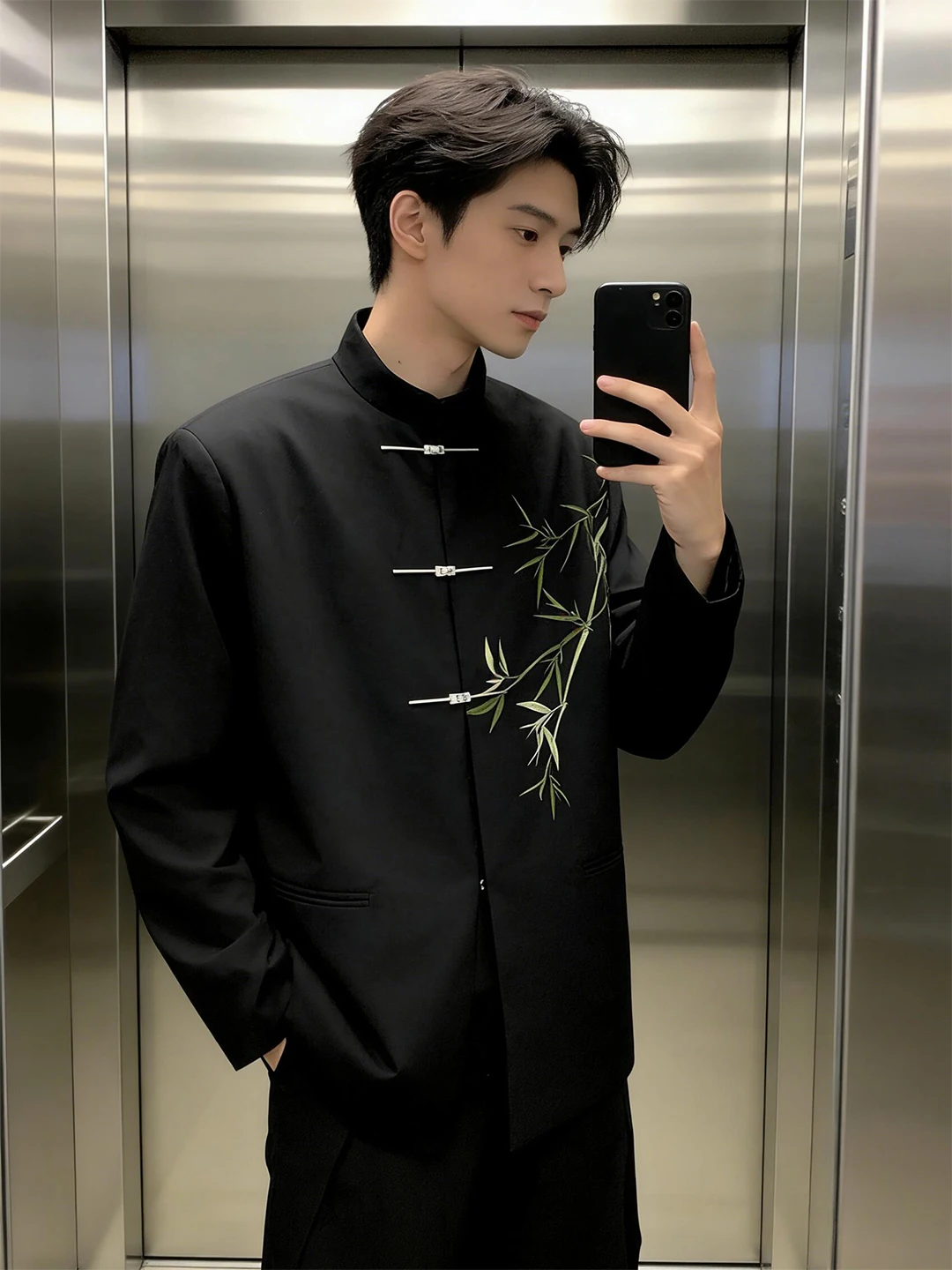 

New Chinese Sle Embroidered Stand Collar Men's Suit Jaet Wedding Clothes Outerwear Breathable Stand Fit Spring Season