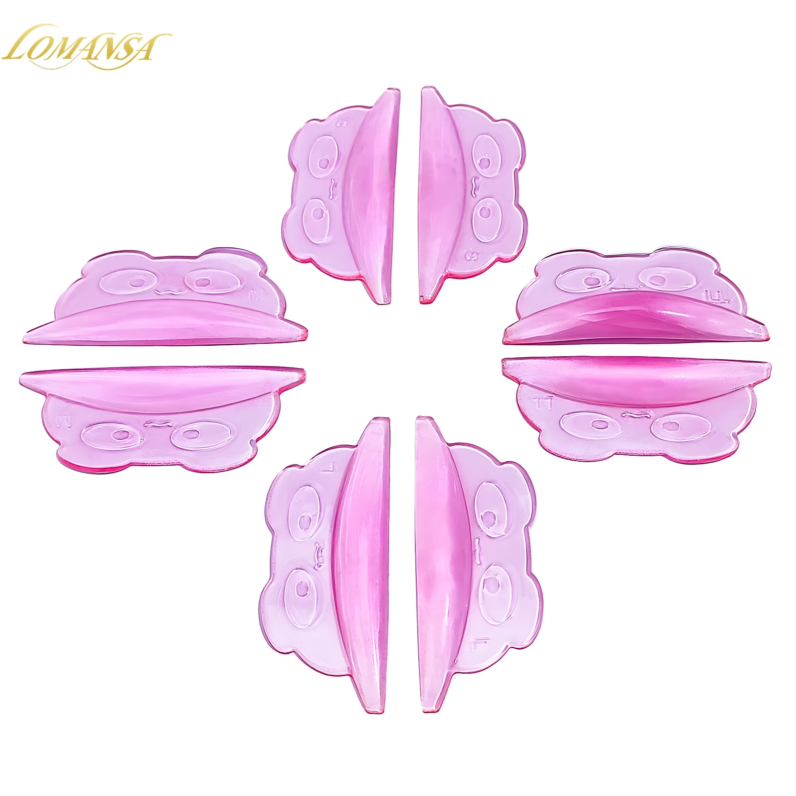 Lomansa 4 Pairs U Curl Silicone Eyelash Perm Pads Sticky Lashes Rods Shield Lifting 3D Eyelash Curler Accessories Makeup Tool