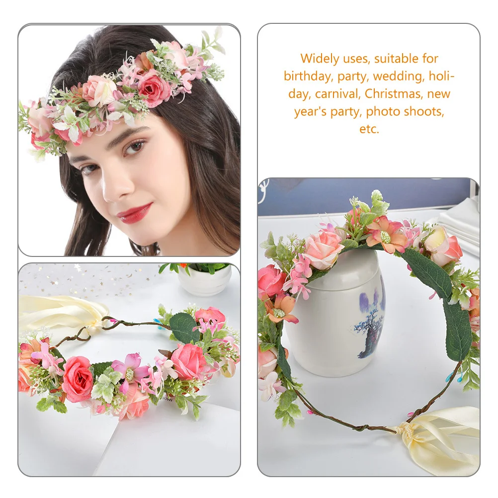 

Simulation Flower Headband for Women Elegant Floral Crown Wedding Party Holiday Carnival Christmas New Year's Eve Accessory Gift