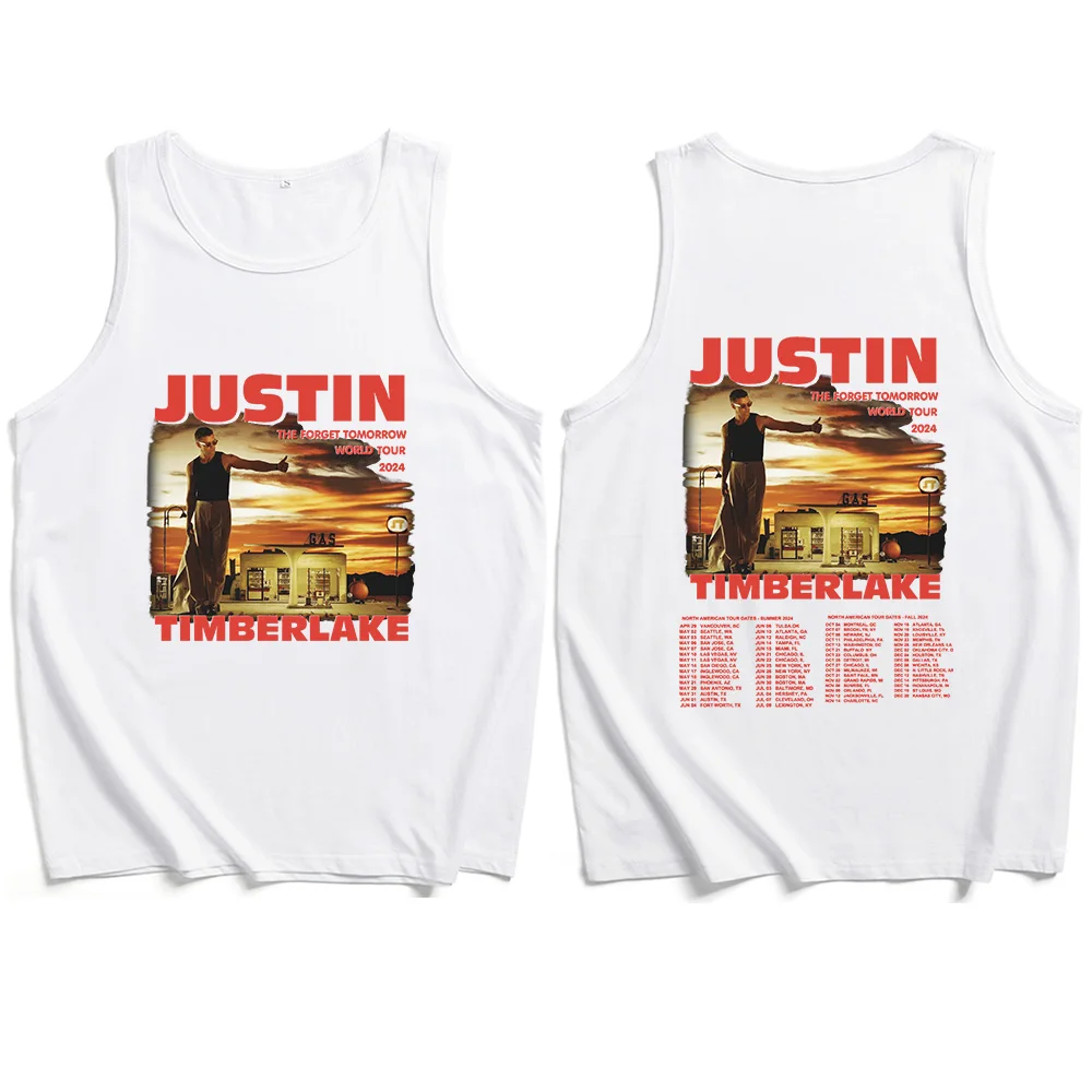 2024 Justin Timberlake Tour Tank Tops Vest  Man Woman Summer Casual Sleeveless T-shirt Fans Gift Tops