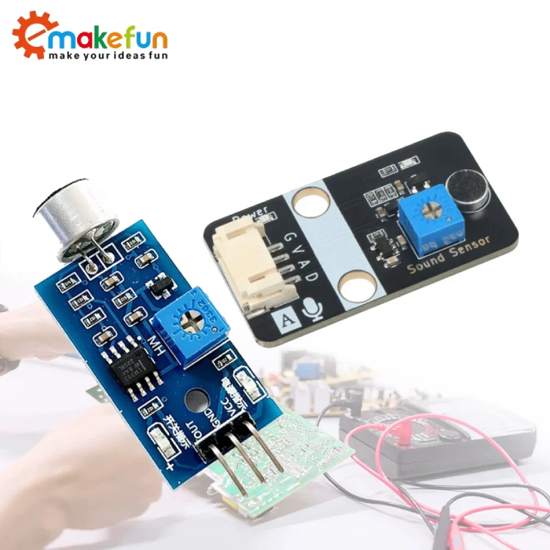 Sound sensor module, sound sensing detection microphone module, amplifier compatible with Lego