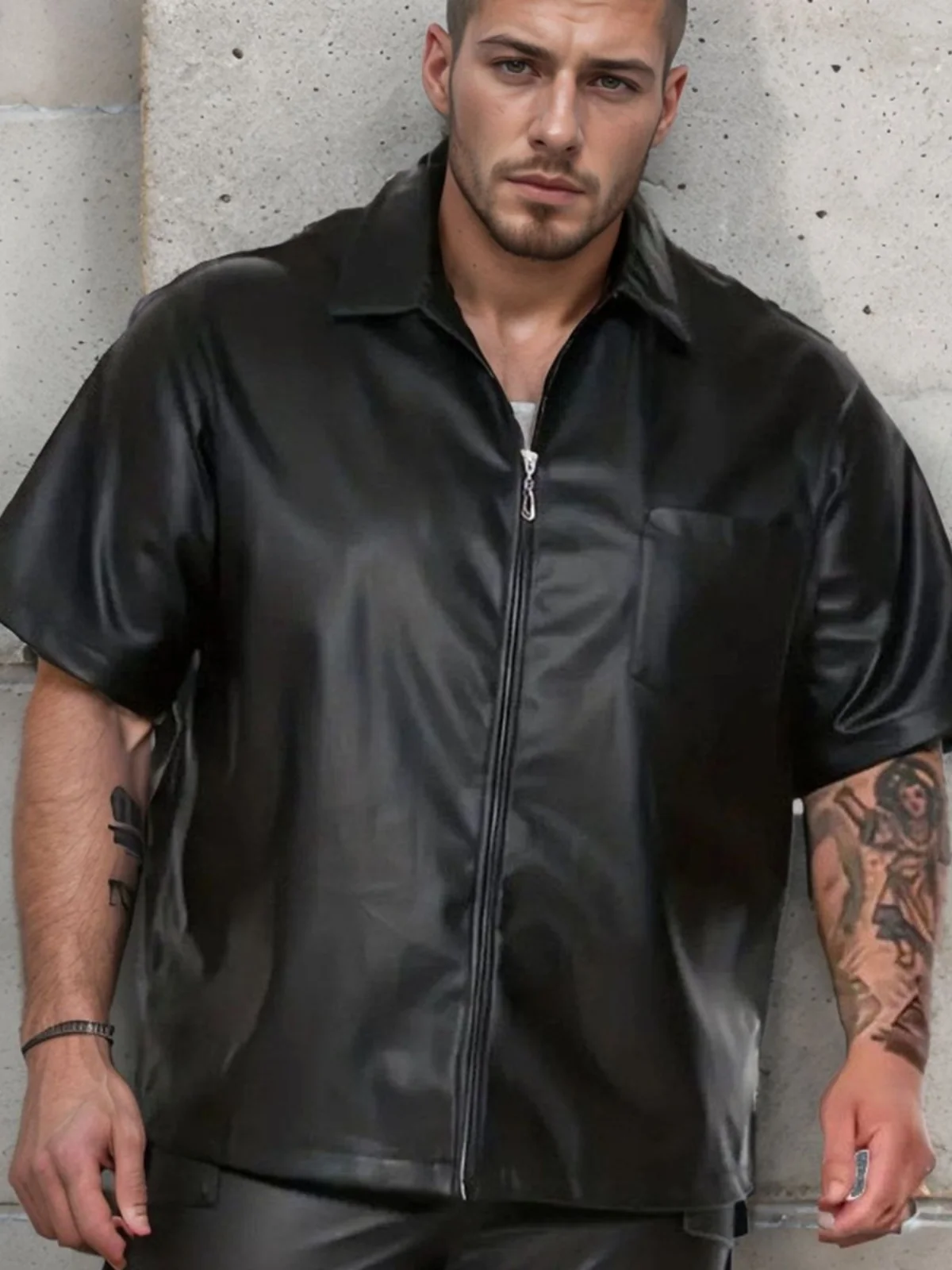 

Кожаное мужское весеннее модное свободное повседневное пальто из искусственной кожи для поездок на работу, молодежное Vitali Sle, дизайн на молнии, прямой подол