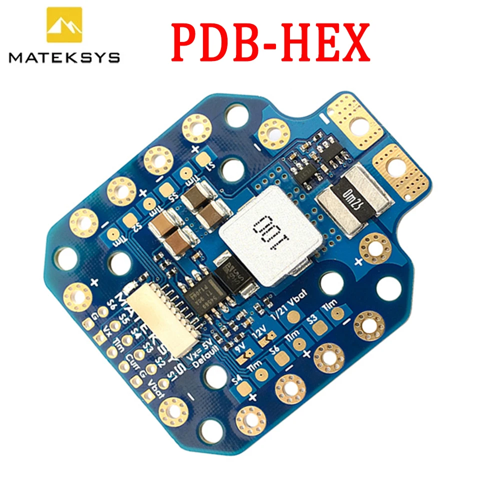 

MATEK PDB-HEX 12S Supports 6 ~ 60V DC Input 5A Controller W/ 5V/9V/12V Outputs High Precision Current Sense for FPV Racing Drone