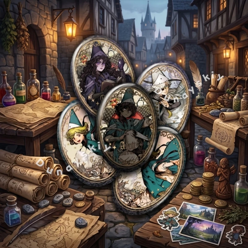 Witch Hat Atelier Tongari Boushi Atelier Qifuri Cocoa Oval Double Flash Badge Oval Shape Tinplate Button Pin Clear Cosplay Gift