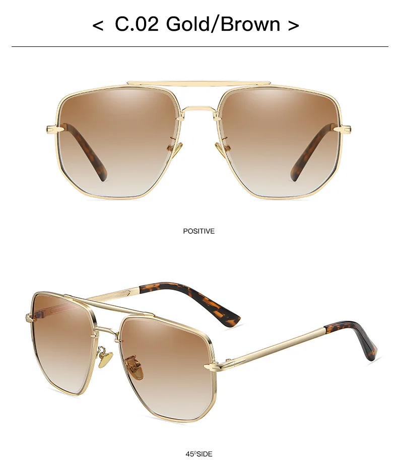 Heißer Verkauf Sonnenbrille Männer Platz Doppel Strahl Mode Dradient Brillen Retro Marke Driving Shades Klassische Gläser UV400 – Detail 2