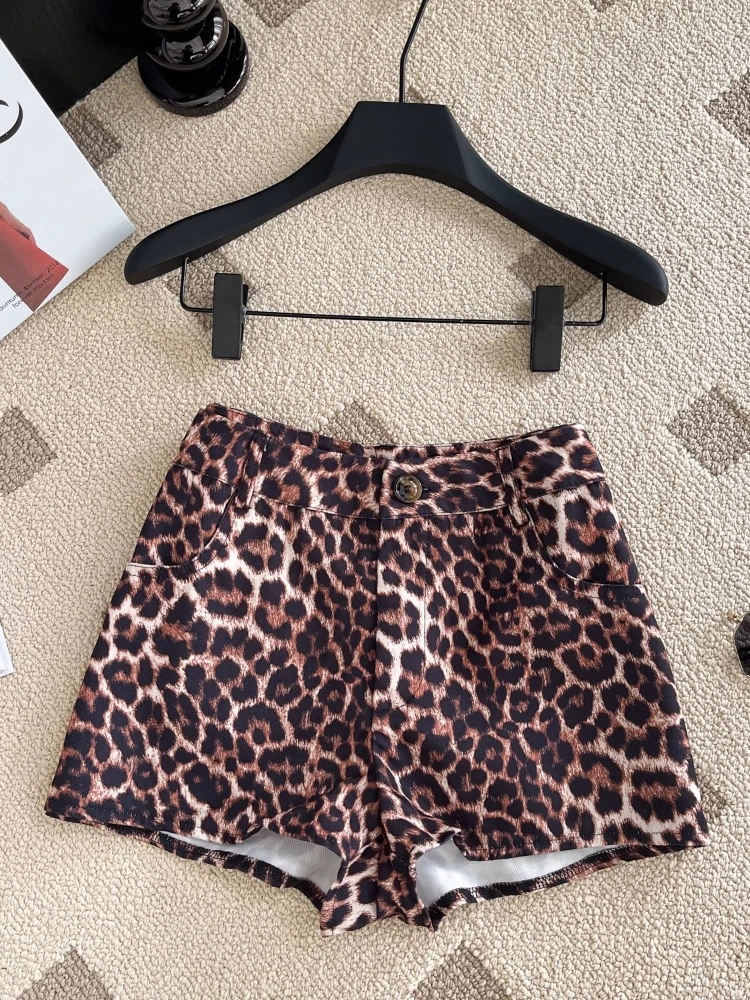 

Уличные винтажные шорты с леопардовым принтом, новые летние шорты с высокой талией и широкими штанинами для похудения, сексуальные пикантные женские шорты для девочек