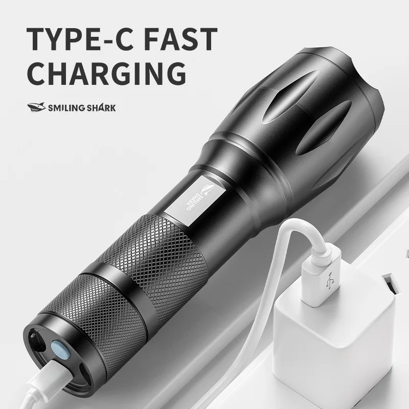 Outdoor High Brightness Riding Light Flashlight Zoom Rechargeable Super Bright Flashlight High Lumens Tactical Flashlight