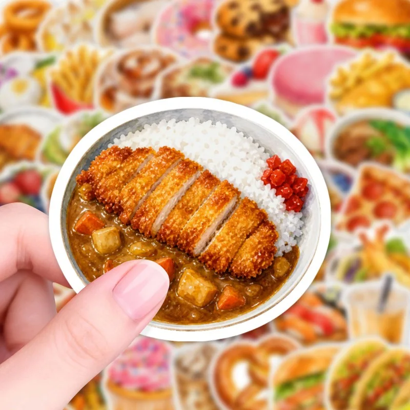 50pcs Hand-painted Healing Food Collection PP Unique Cooking Recipe Stickers
