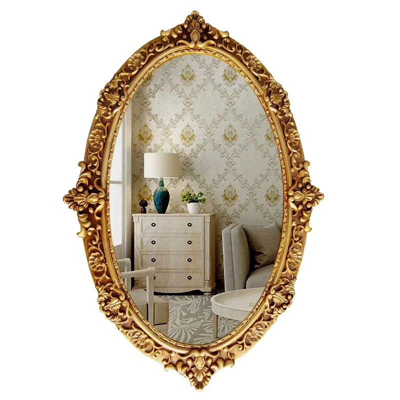 Round Gold Wall Mirror Gold Brass Bathroom Shatterproof Easy Assembly Sturdy Durable Stable Comfortable Space Saving