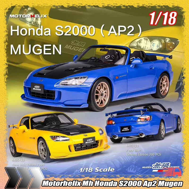 

New Motorhelix Mh 1:18 Honda S2000 Ap2 Mugen Alloy Diecasting Car Model Collectible Desktop Decoration Car Enthusiasts Hobbyists